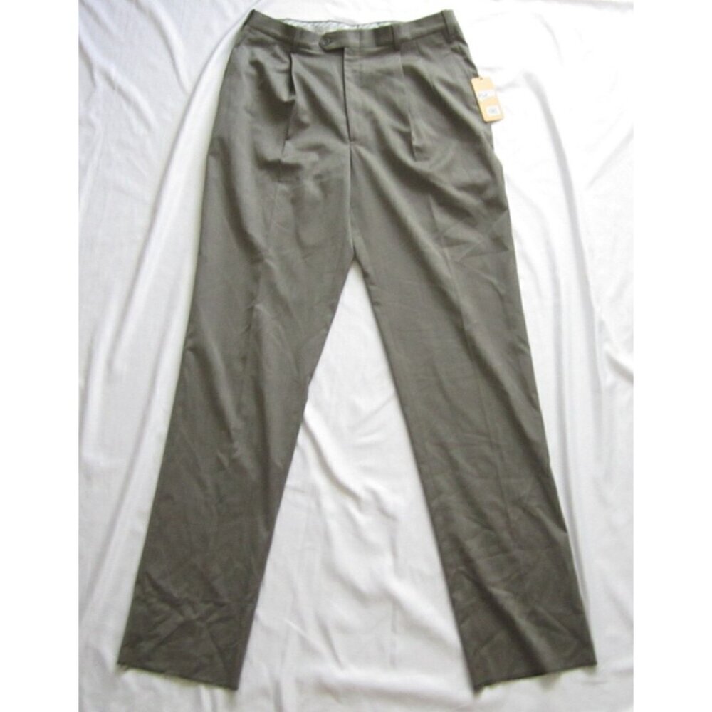 New W/ Tag Men Britches Winston Taupe Unhemmed Pants Sz 35R (MP312) Made in Itay